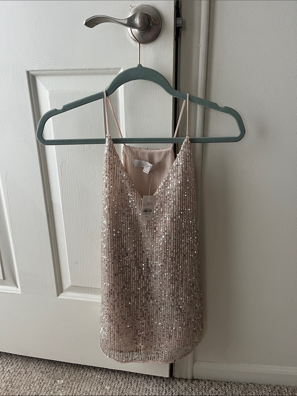 LOFT Blush Sequin Cami Top